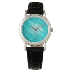 Reloj azul turquesa geométrico azul brillante para