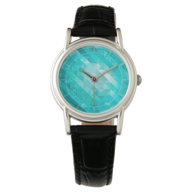 Reloj azul turquesa geométrico azul brillante para (Anverso)