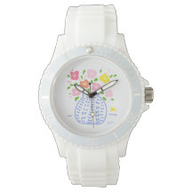 Reloj azul y blanco para Bouquet