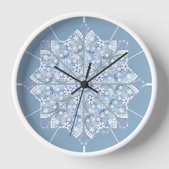 Reloj Azulejos de cerámica azul (Anverso)