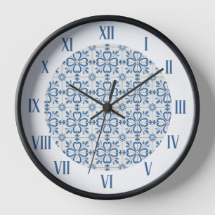 Reloj Azulejos de hojas de acebo de Navidad y pétalos de