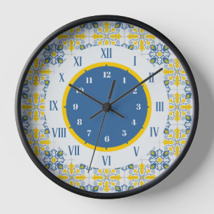 Reloj Azulejos portugueses bonitos enmarcan la Navidad f