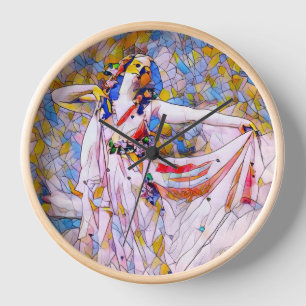Reloj Bailarina de vidrio manchado con vestido flojo