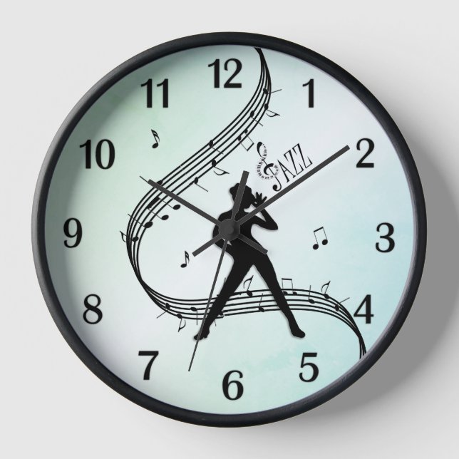Reloj Baile de Jazz Menta Números Negros (Anverso)