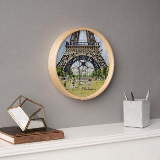 Reloj  Bajo la Torre Eiffel – Arte de Boceto Dibujado a 