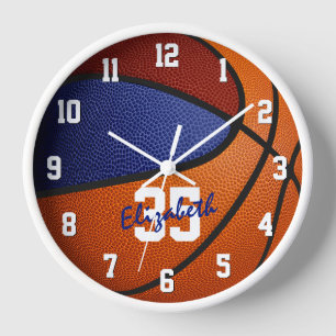 Reloj baloncesto azul marrón con nombre de chicas