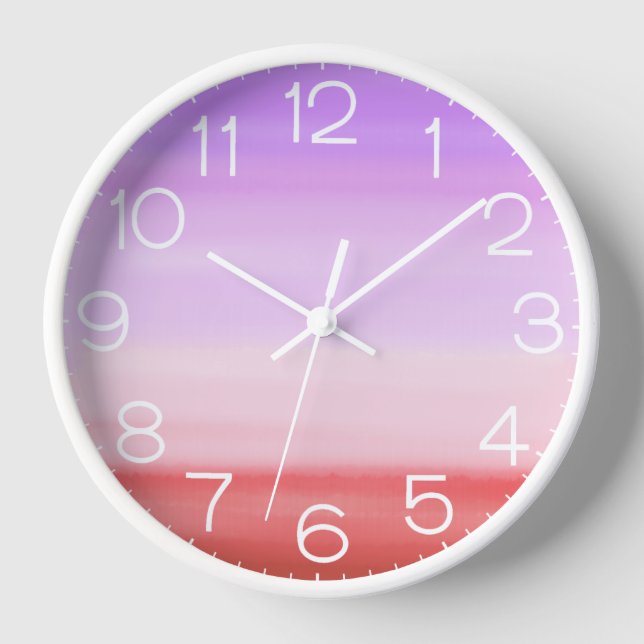 Reloj Bandas de color de agua rosa (Anverso)