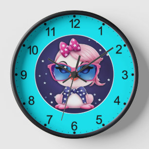 Reloj Bandera Americana con Flamingo Cartoon-69680