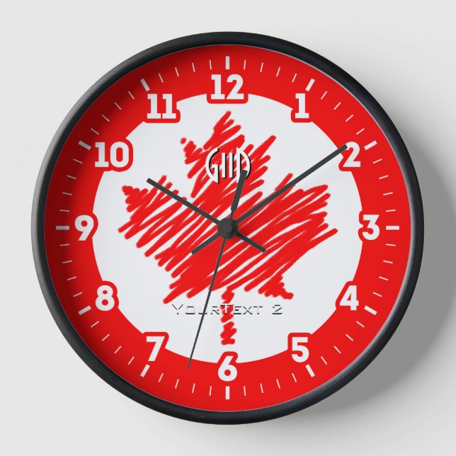 Reloj Bandera canadiense de hojas de arce rojas la perso (Anverso)