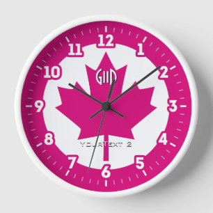 Reloj Bandera canadiense Fuchsia Maple Leaf en un video