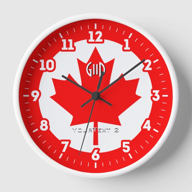 Reloj Bandera canadiense roja de la hoja de arce en una (Anverso)