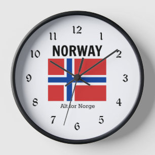 Reloj Bandera de Noruega y Motto