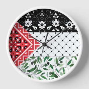 Reloj Bandera de Palestina Arte Falastini Kuffiyeh Aceit