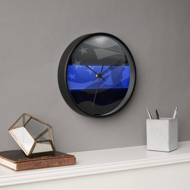 Reloj Bandera de saludo delgada de la línea azul (Oficina)