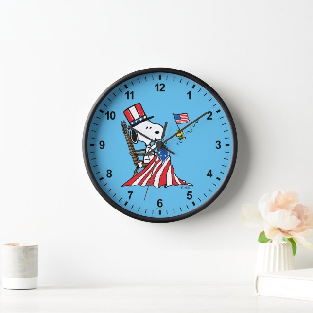 Reloj Bandera de Snoopy Sgire el 4 de julio (Hogar)