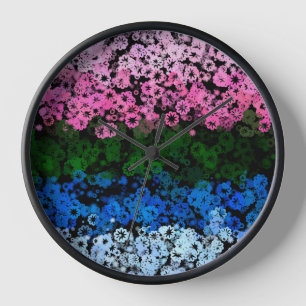 Reloj Bandera del Orgullo Omniromántico floral Retro Gro