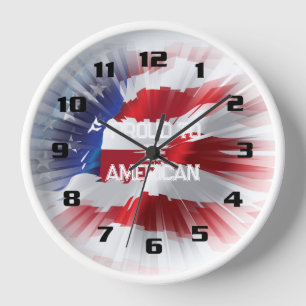 Reloj Bandera Patriótica Americana Orgulloso de ser Amer