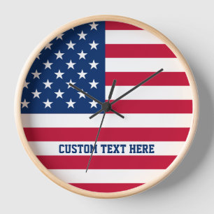 Reloj Bandera personalizada de EE. UU. estrellas y barra