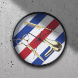 Reloj Barber Shop Hair Stylist Moderno Stripes Gold Tool<br><div class="desc">Barber Shop Hair Elegante Barber Stripes Moderno Hair Hair Herramientas de Oro Reloj.</div>
