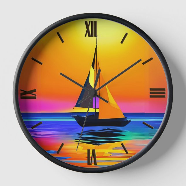 Reloj Barco de vela contra la vibrante puesta de sol en  (Anverso)