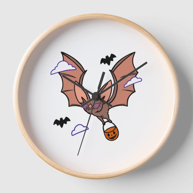 Reloj Bate volador de Halloween lindo (Anverso)