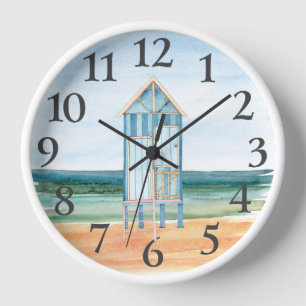 Reloj Beach Hut Ocean Watercolor