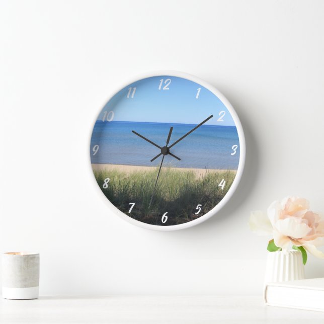 Reloj Beach Ocean Water Sky Blue Green Shore Scenic Guay (Hogar)