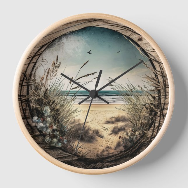 Reloj Beach View Rustic Wall Clock (Anverso)