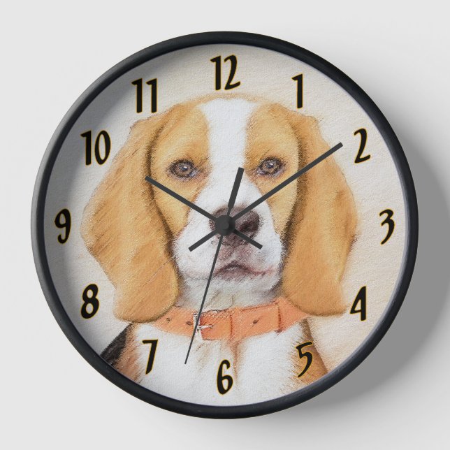Reloj Beagle Hound Dog Pintura original de animales (Anverso)