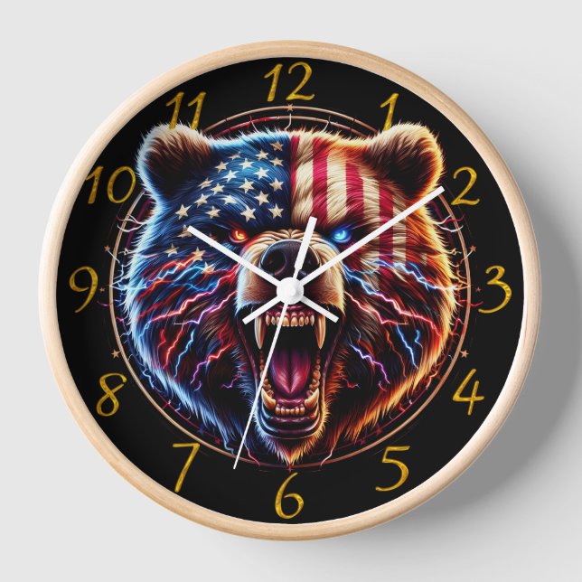 Reloj Bear Patriot: Amigo del peluche con bandera (Anverso)