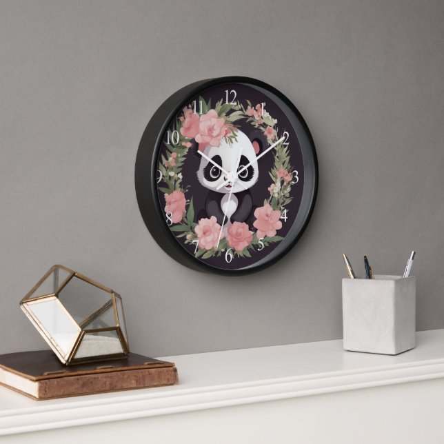 Reloj Bebé Adorable Panda Bear con Flores (Oficina)