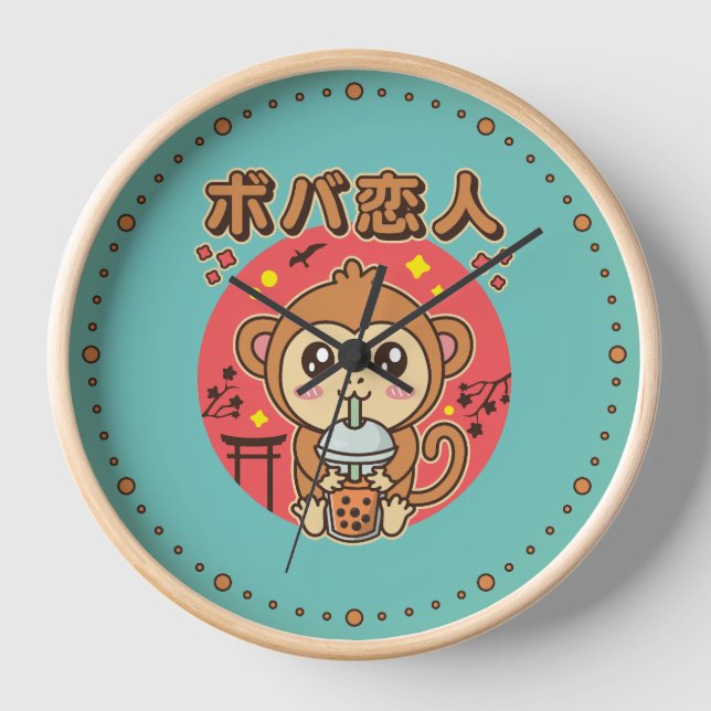Reloj Bebé Mono Boba Tea Cute Kawaii Iced Tea Lover (Anverso)