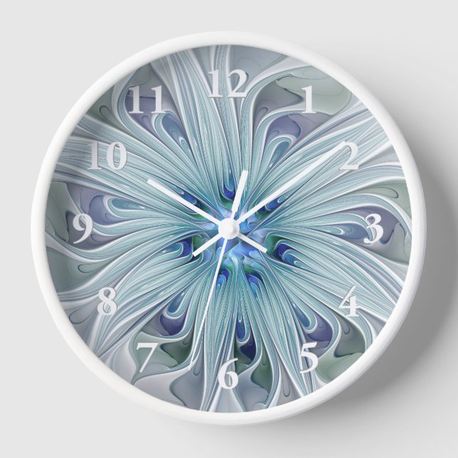 Reloj Belleza floral Resumen Flor Pastel azul moderno (Anverso)