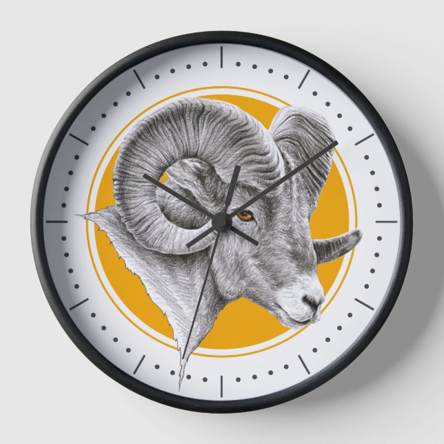 Reloj Bighorn Ram Arte Animal Aries Zodiac Signo Astrolo (Anverso)