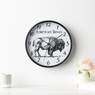 Reloj Bisonte Americano Búfalo marco de madera