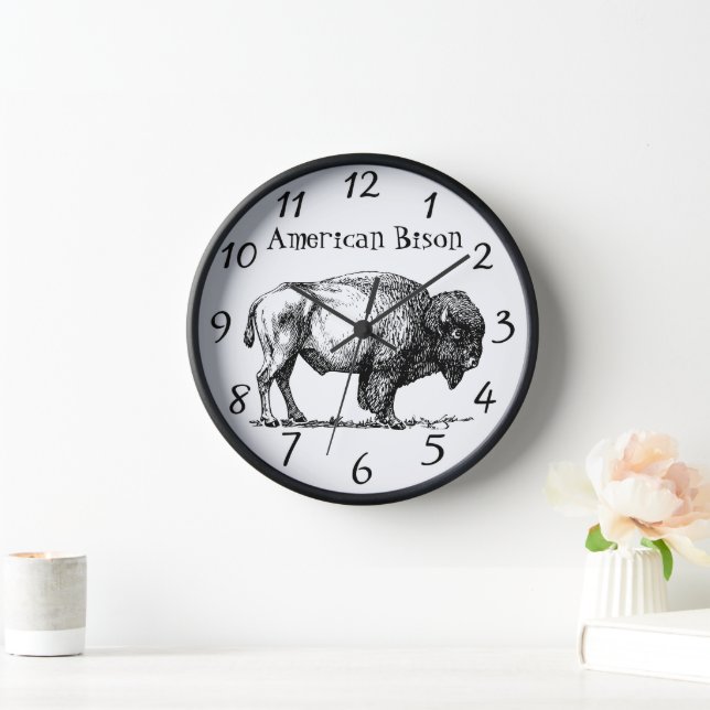 Reloj Bisonte Americano Búfalo marco de madera (Hogar)