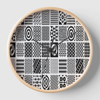 Reloj Black and White Geometric Patterns – Modern Abstra