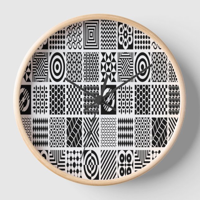 Reloj Black and White Geometric Patterns – Modern Abstra (Anverso)