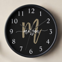 Black Gold Modern Script Monograma Nombre