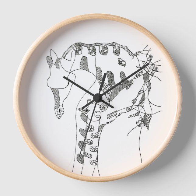 Reloj Black & white abstract stick  tapestries wood wall (Anverso)
