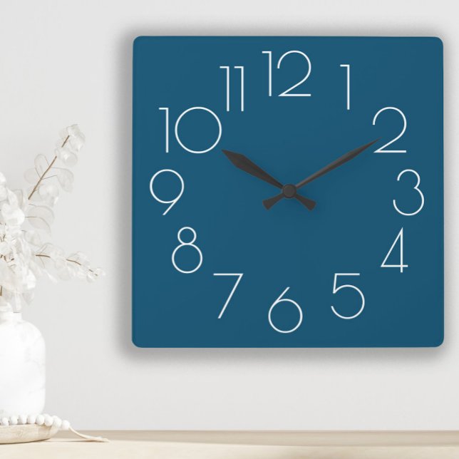 Reloj blanco azul de la Marina Minimalista moderna (Modern, chic blue and white wall clock)