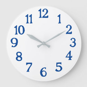 Reloj blanco con números azules reloj grande básic