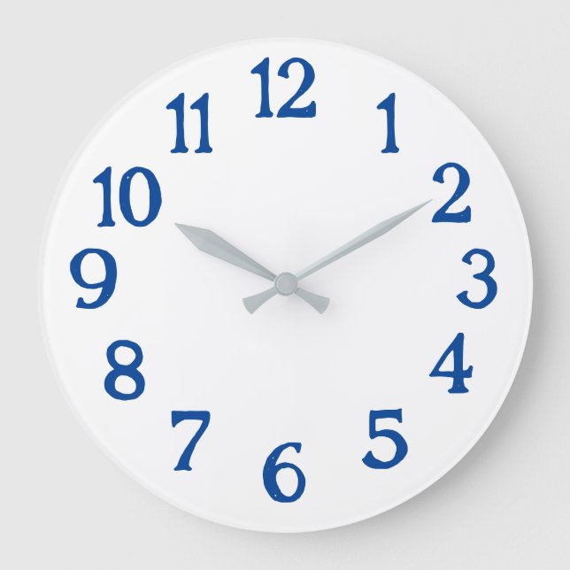 Reloj blanco con números azules reloj grande básic (Anverso)