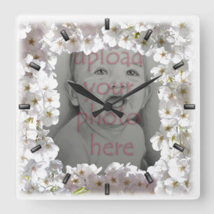 Reloj blanco de flores cerezos de cerezo de flores