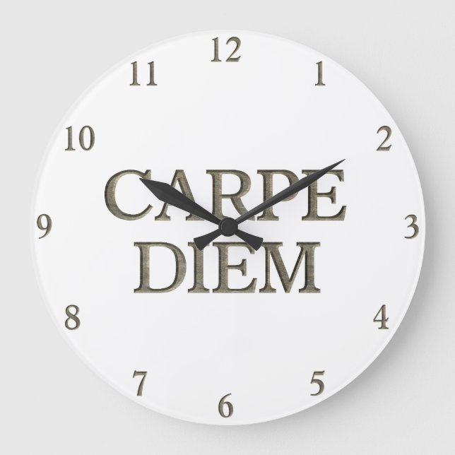 Reloj blanco de pared de Carpe Diem (Anverso)