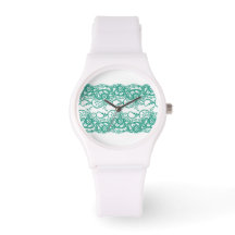 Reloj blanco deportivo con cara de encaje Verde az
