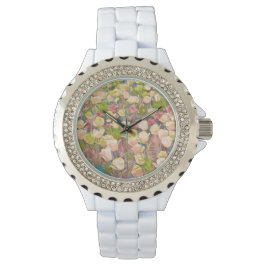 Reloj blanco floral (belleza)