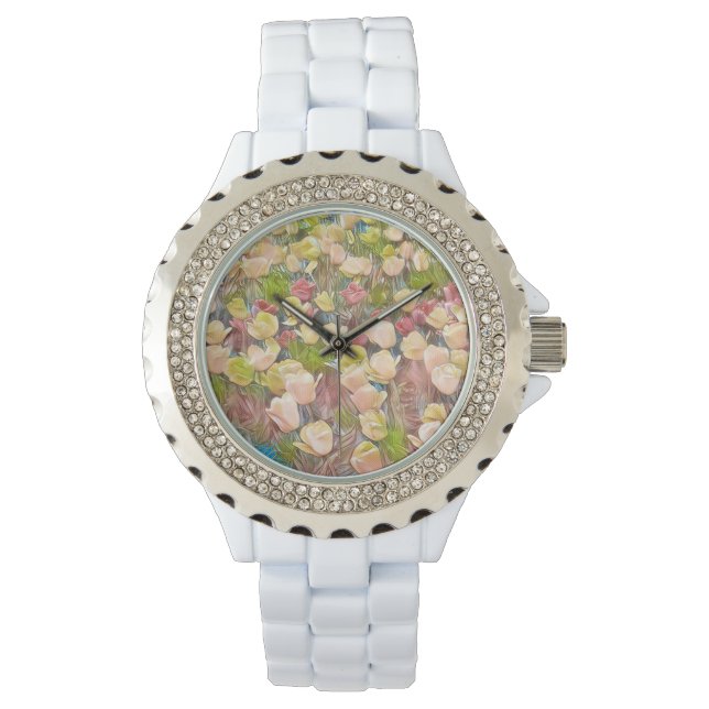 Reloj blanco floral (belleza) (Anverso)