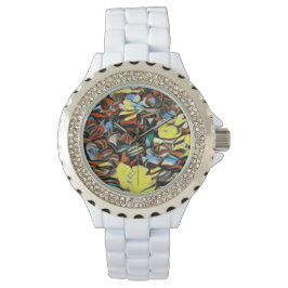 Reloj blanco floral con efecto soñador