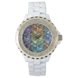 Reloj blanco floral multicolor